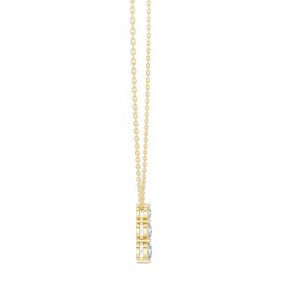 Exquisite Triple Diamond Pendant | Yellow Rose White Plated Silver | High Luxury Minimal Fine Jewelry