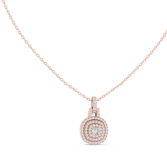 Opulent Zenith Diamond - Silver Gold Plated - Silver Rare Luxury Pendant -Cosmic Empress Diamond - Silver Statement Halo Necklace