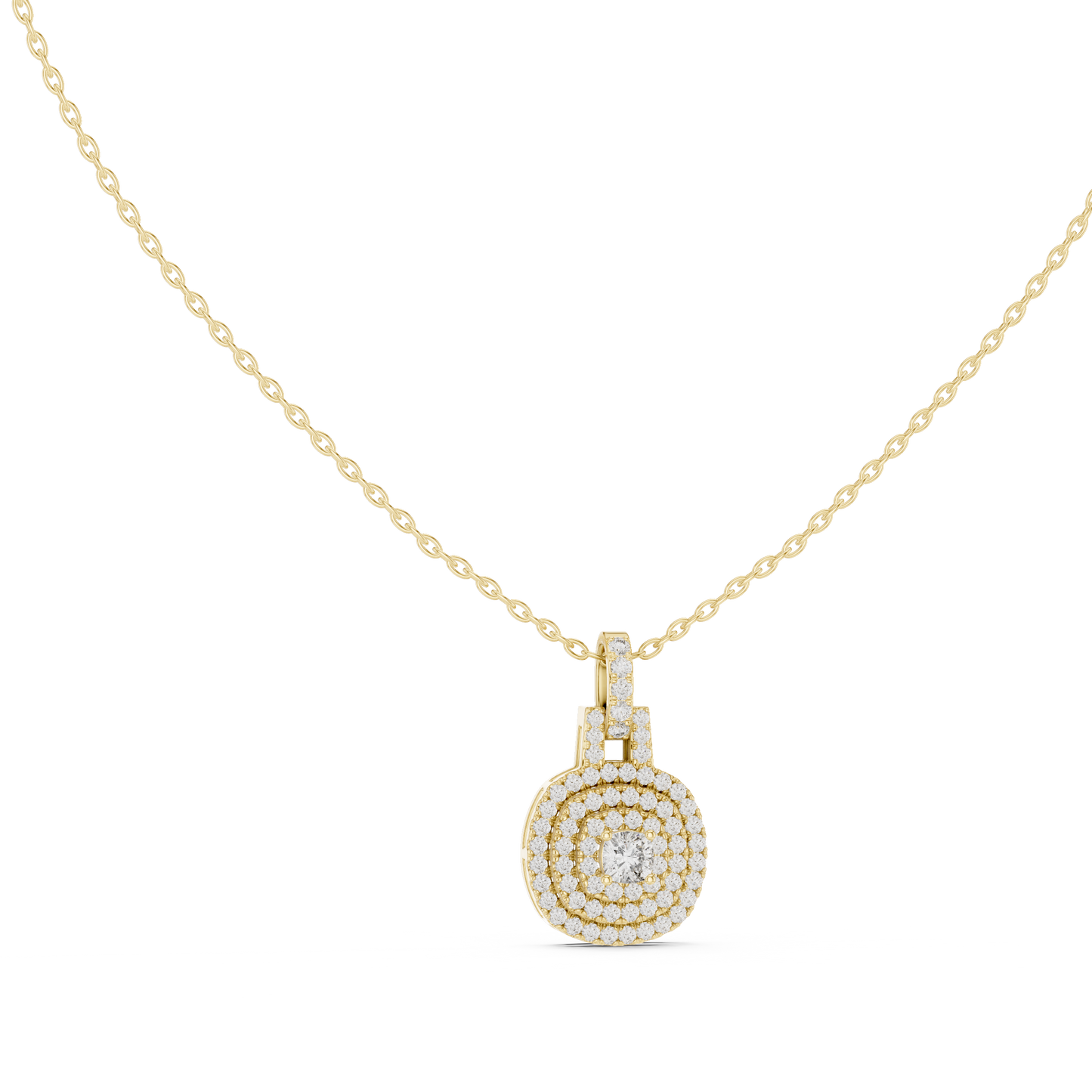 Opulent Zenith Diamond - Yellow Rose White - Gold Rare Luxury Pendant -Cosmic Empress Diamond - Gold Statement Halo Necklace