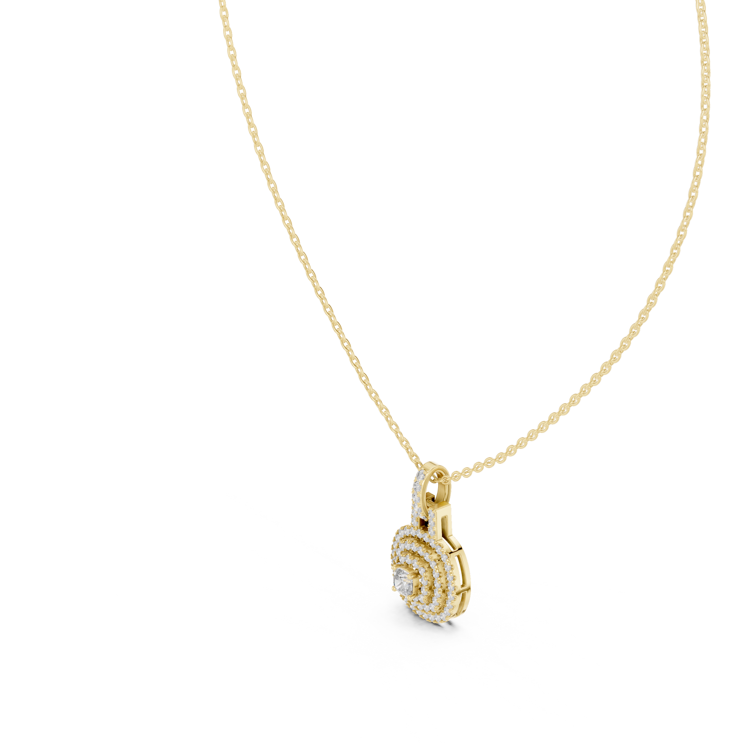 Opulent Zenith Diamond - Yellow Rose White - Gold Rare Luxury Pendant -Cosmic Empress Diamond - Gold Statement Halo Necklace