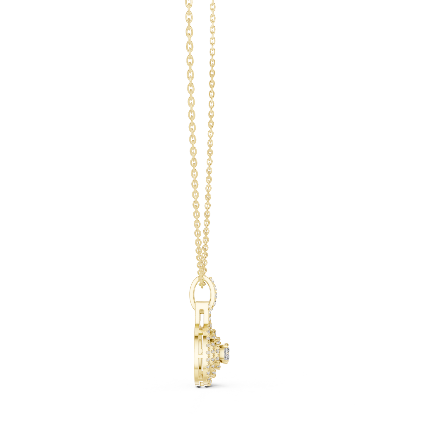 Opulent Zenith Diamond - Yellow Rose White - Gold Rare Luxury Pendant -Cosmic Empress Diamond - Gold Statement Halo Necklace