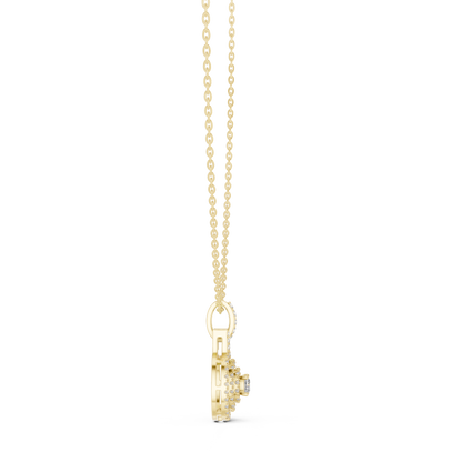 Opulent Zenith Diamond - Yellow Rose White - Gold Rare Luxury Pendant -Cosmic Empress Diamond - Gold Statement Halo Necklace