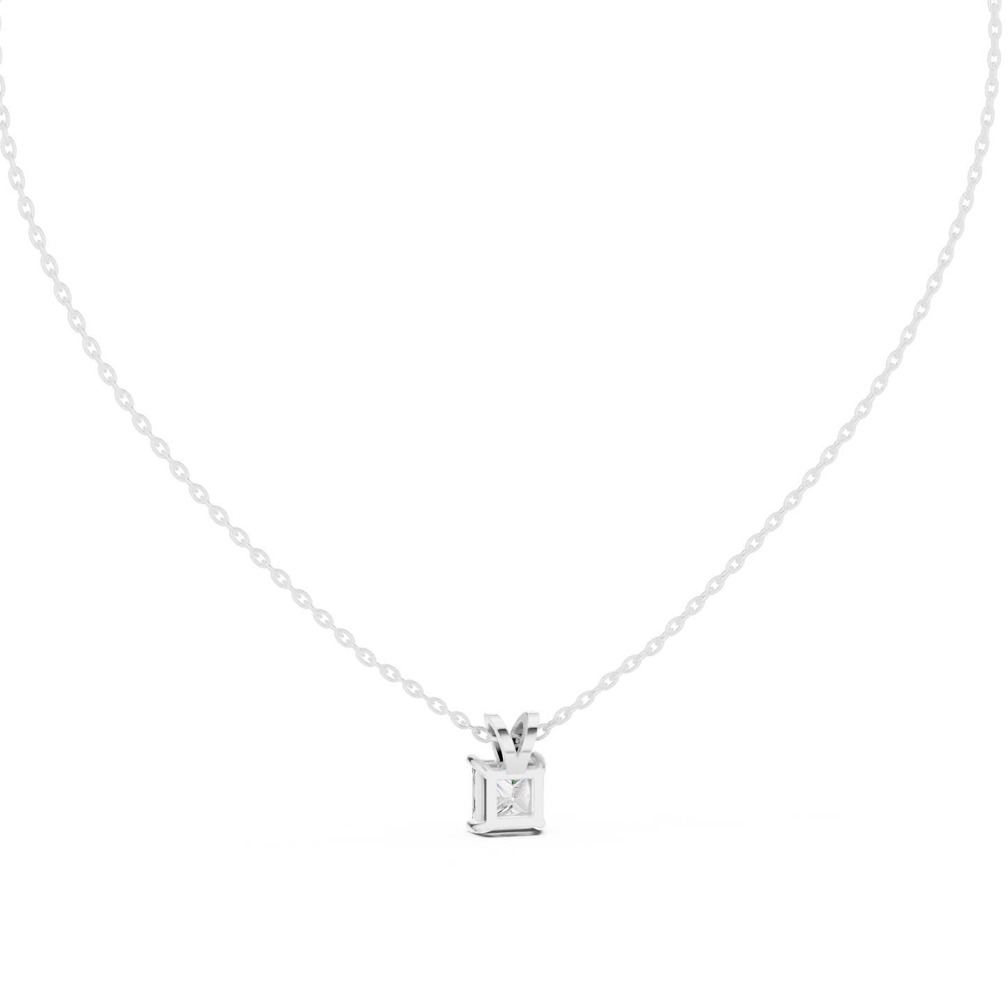 Princess Cut Diamond Pendant - Yellow Rose White Gold - Luxury Minimal Everyday Bridal Necklace