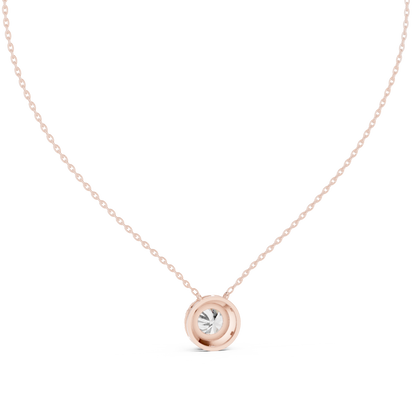 Signature Round Diamond Pendant | Halo Set Luxury Finish | Fine Gold Necklace Statement Elegance