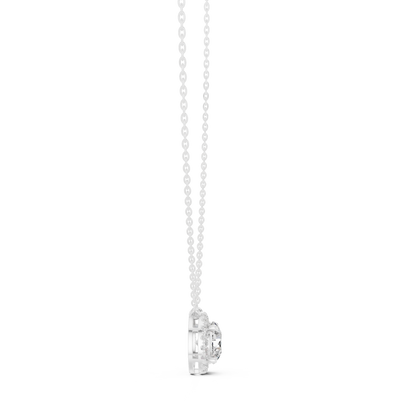 Signature Round Diamond Pendant | Halo Set Luxury Finish | Fine Gold Necklace Statement Elegance