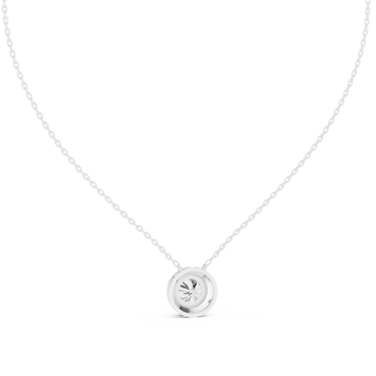 Signature Round Diamond Pendant | Halo Set Luxury Finish | Fine Gold Necklace Statement Elegance