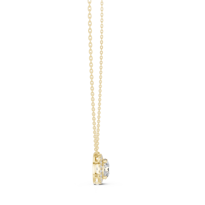 Signature Round Diamond Pendant | Halo Set Luxury Finish | Fine Gold Necklace Statement Elegance