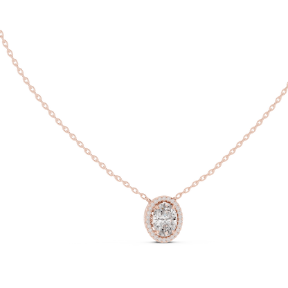 Oval Diamond Halo Pendant | Elegant Gold Necklace | Rare Luxury Sparkle Jewelry Gift