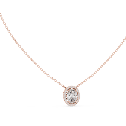 Oval Diamond Halo Pendant | Elegant Gold Necklace | Rare Luxury Sparkle Jewelry Gift