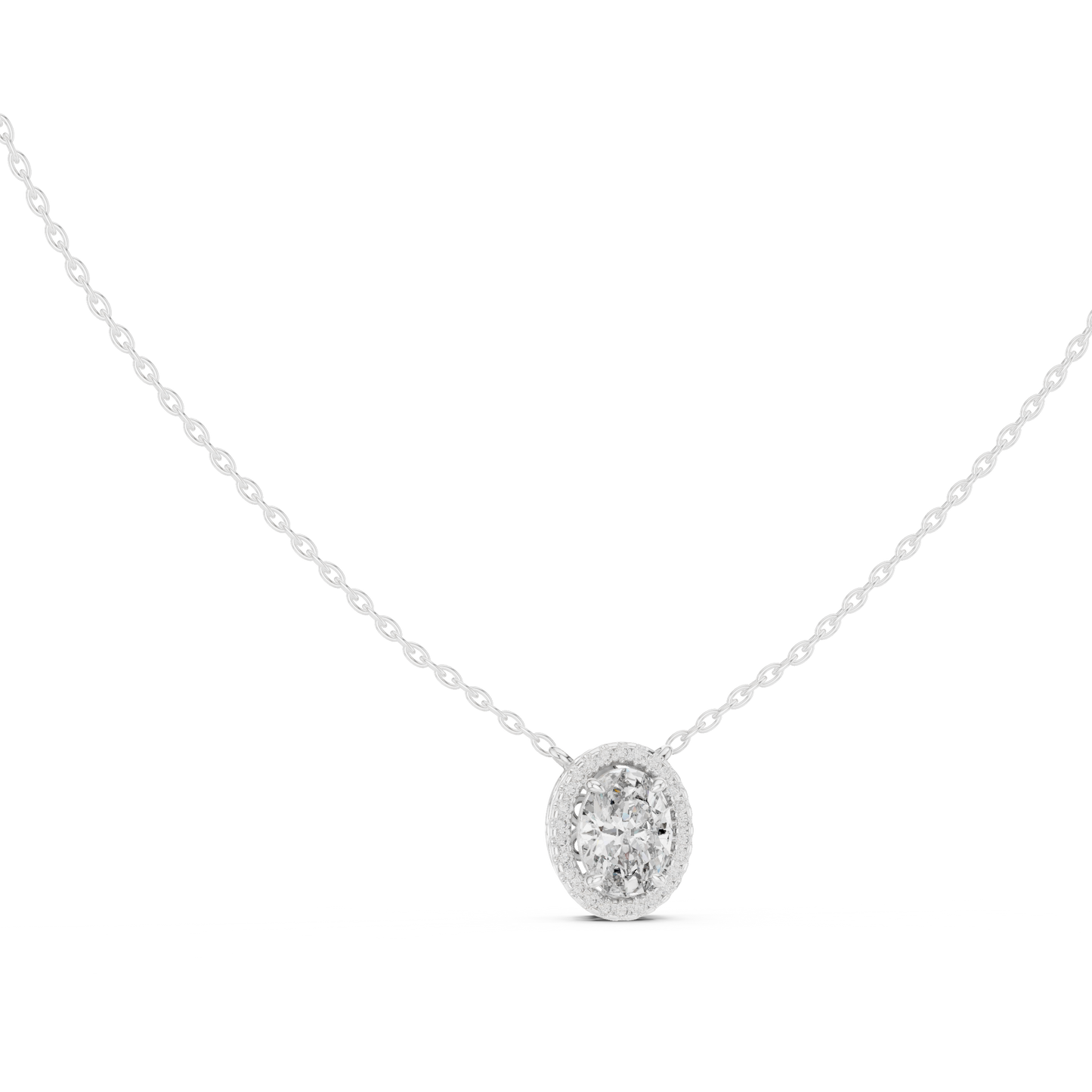 Oval Diamond Halo Pendant | Elegant Gold Necklace | Rare Luxury Sparkle Jewelry Gift