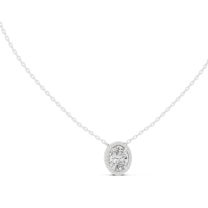 Oval Diamond Halo Pendant | Elegant Gold Necklace | Rare Luxury Sparkle Jewelry Gift