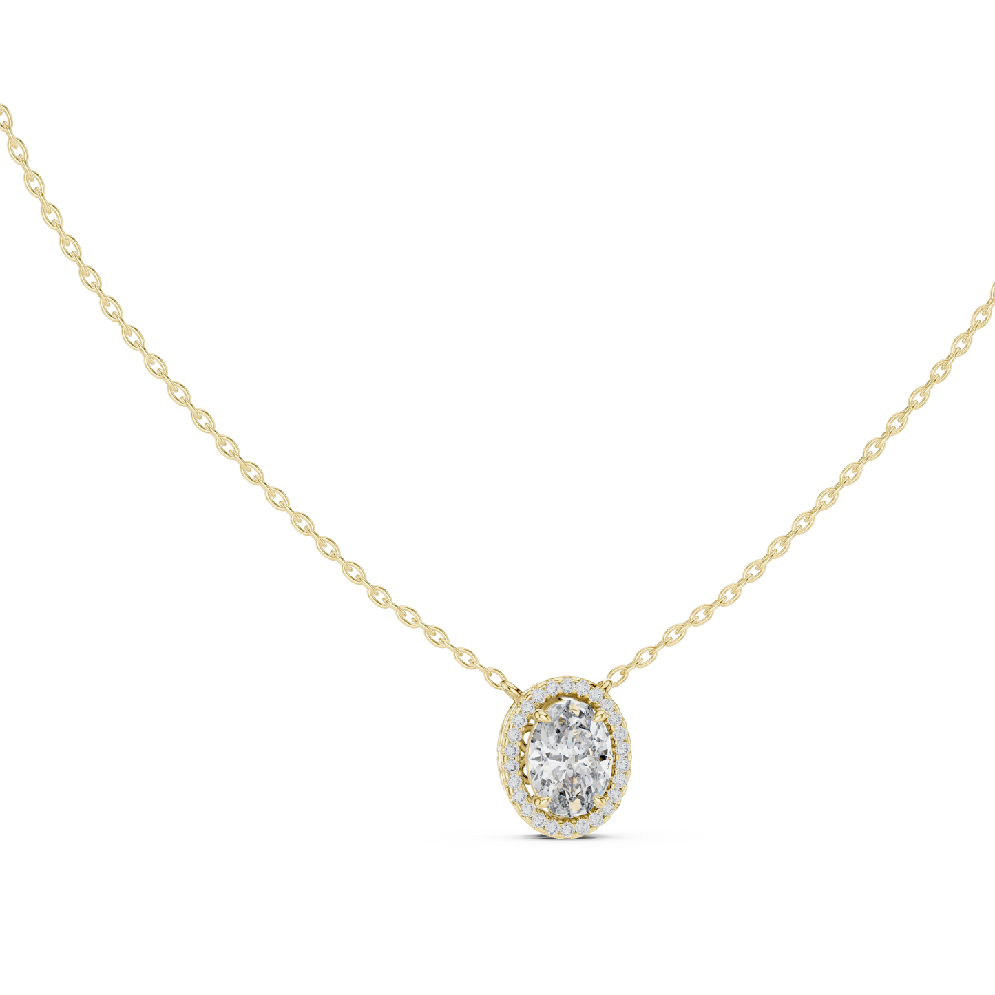 Oval Diamond Halo Pendant | Elegant Gold Necklace | Rare Luxury Sparkle Jewelry Gift