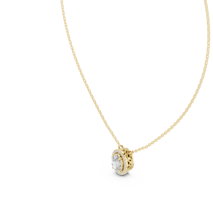 Oval Diamond Halo Pendant | Elegant Gold Necklace | Rare Luxury Sparkle Jewelry Gift