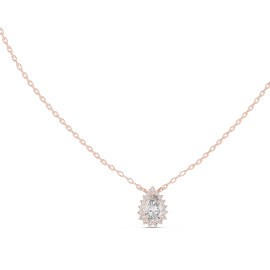 Elegant Pear Shape Pendant | Lab Created Diamond Necklace | Rose Gold Romantic Wedding Gift