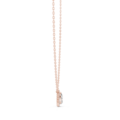 Elegant Pear Shape Pendant | Moissanite  Created Diamond Necklace | Silver Rose Plated Romantic Wedding Gift