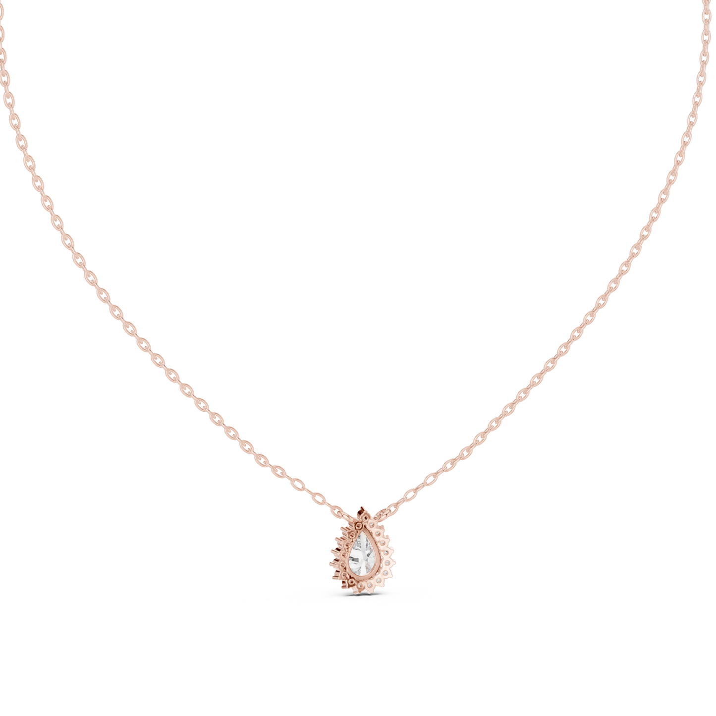 Elegant Pear Shape Pendant | Moissanite  Created Diamond Necklace | Silver Rose Plated Romantic Wedding Gift