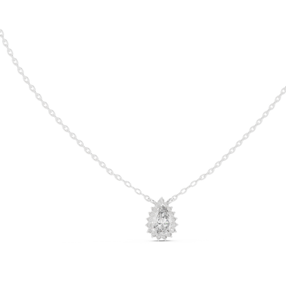 Elegant Pear Shape Pendant | Moissanite  Created Diamond Necklace | Silver Rose Plated Romantic Wedding Gift