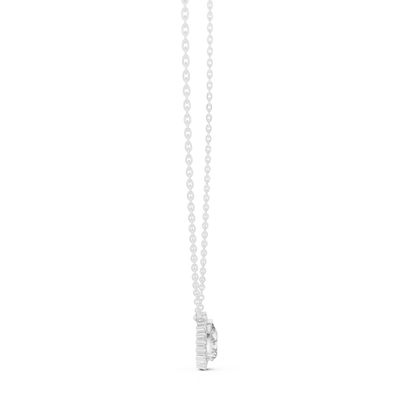 Elegant Pear Shape Pendant | Moissanite  Created Diamond Necklace | Silver Rose Plated Romantic Wedding Gift