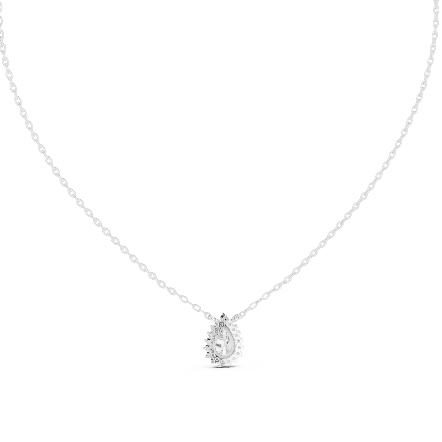 Elegant Pear Shape Pendant | Moissanite  Created Diamond Necklace | Silver Rose Plated Romantic Wedding Gift