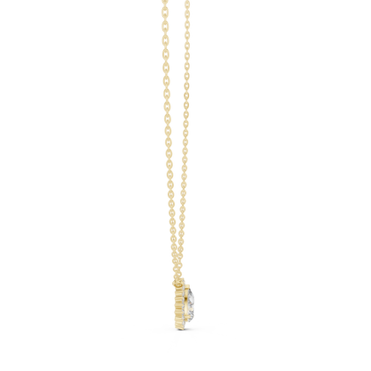 Elegant Pear Shape Pendant | Moissanite  Created Diamond Necklace | Silver Rose Plated Romantic Wedding Gift