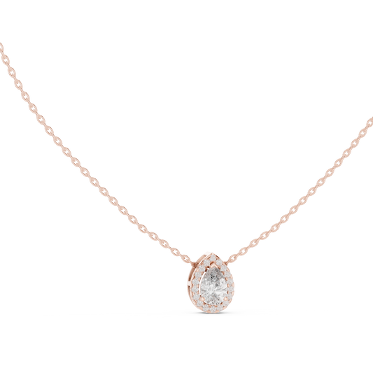 Teardrop Diamond Halo Pendant | Luxury Fine Gold | Elite Bridal Jewelry Masterpiece Design