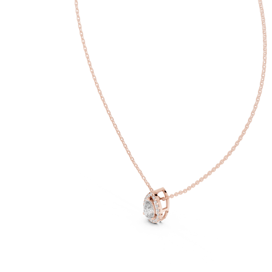 Teardrop Diamond Halo Pendant | Luxury Fine Gold | Elite Bridal Jewelry Masterpiece Design