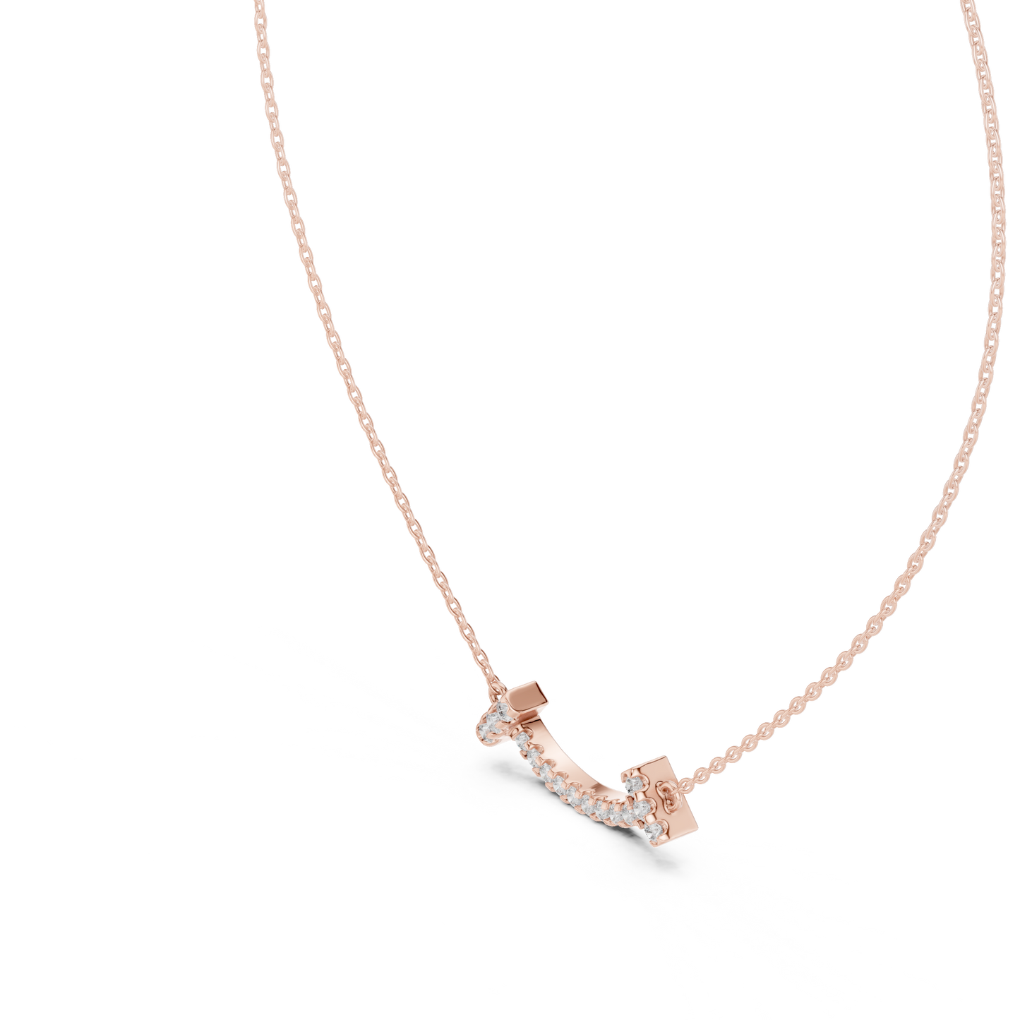 Curved Diamond Bar Pendant Modern Minimal Jewelry Design 925 Sterling Silver Timeless Luxury Necklace