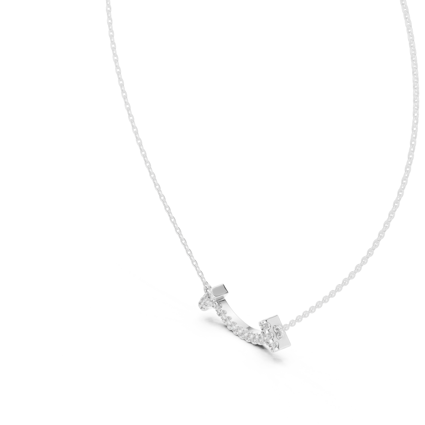 Curved Diamond Bar Pendant Modern Minimal Jewelry Design 925 Sterling Silver Timeless Luxury Necklace