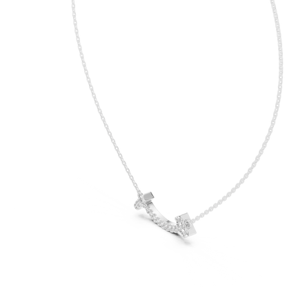 Curved Diamond Bar Pendant Modern Minimal Jewelry Design 925 Sterling Silver Timeless Luxury Necklace