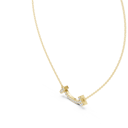 Curved Diamond Bar Pendant Modern Minimal Jewelry Design 925 Sterling Silver Timeless Luxury Necklace