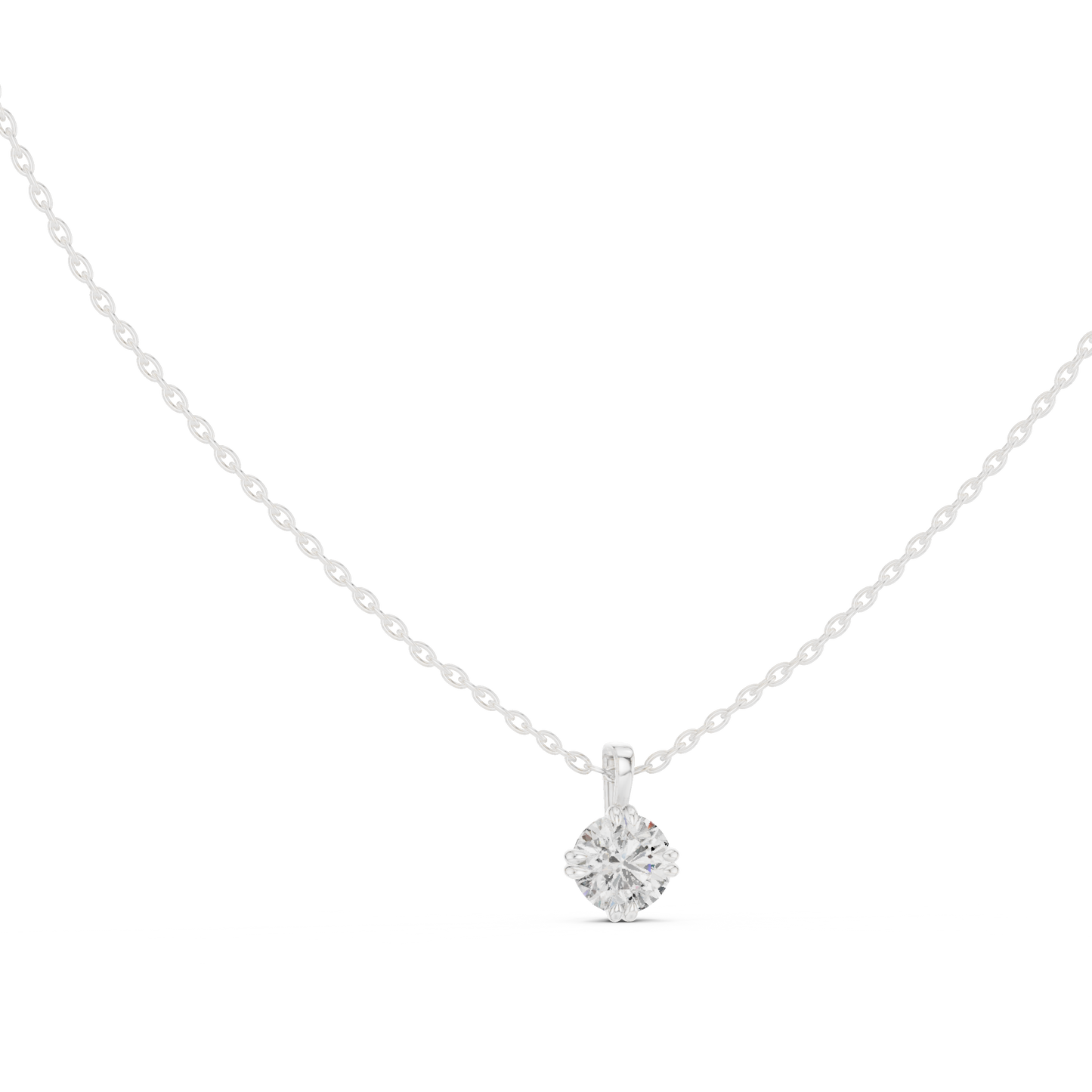 Minimalist Diamond Solitaire Necklace | Handcrafted Silver Chain Jewelry | Timeless Luxury Jewelry For Her