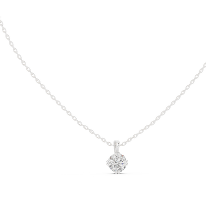 Minimalist Diamond Solitaire Necklace | Handcrafted Silver Chain Jewelry | Timeless Luxury Jewelry For Her