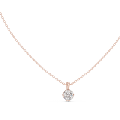 Round Solitaire Diamond Pendant | Fine Silver Necklace Jewelry | Everyday Luxury For Stylish Women