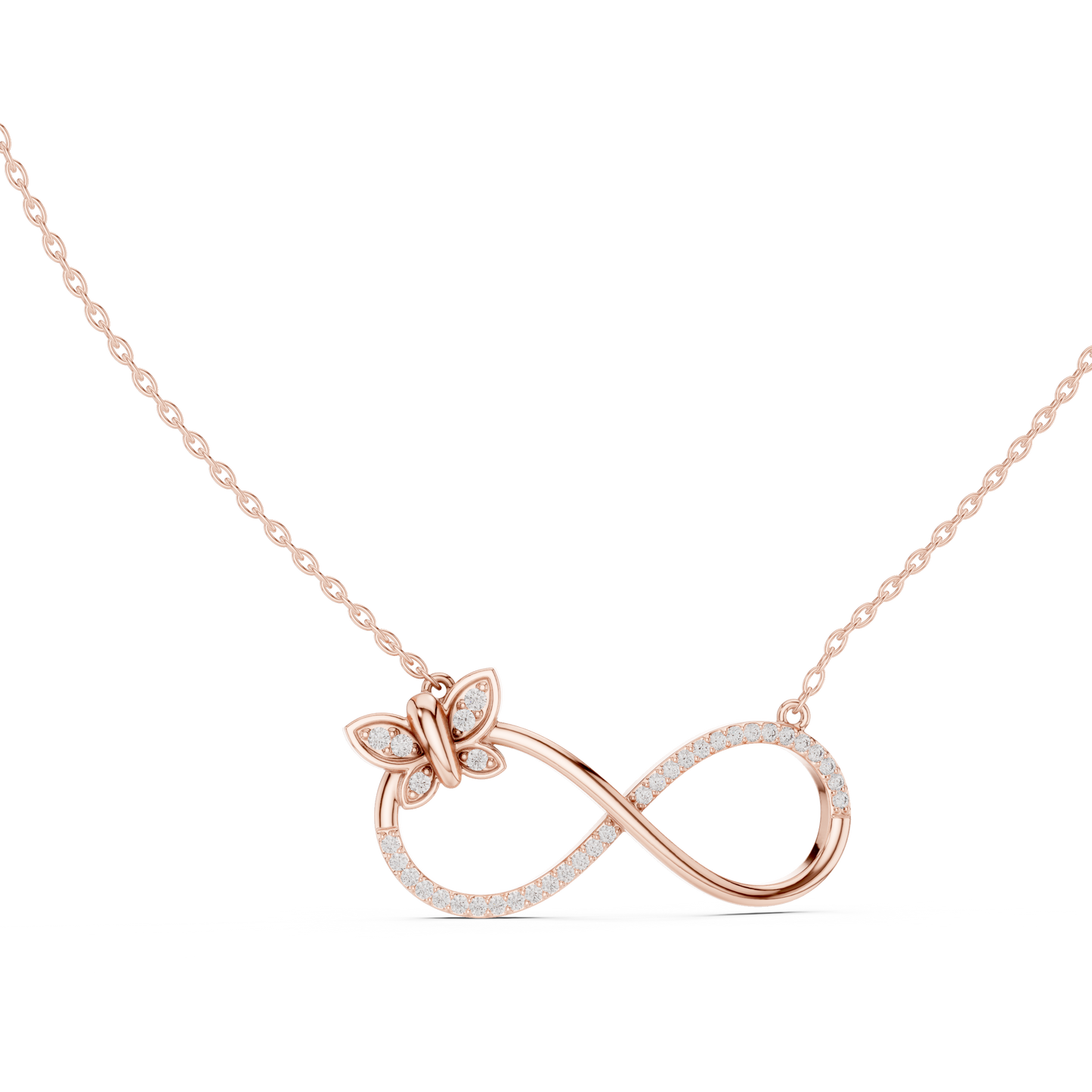 Infinity Butterfly Diamond Necklace | Gold Luxury Pendant | Romantic Gift For Her Women
