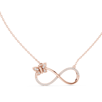 Infinity Butterfly Diamond Necklace | Gold Luxury Pendant | Romantic Gift For Her Women