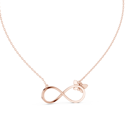 Infinity Butterfly Diamond Necklace | Gold Luxury Pendant | Romantic Gift For Her Women