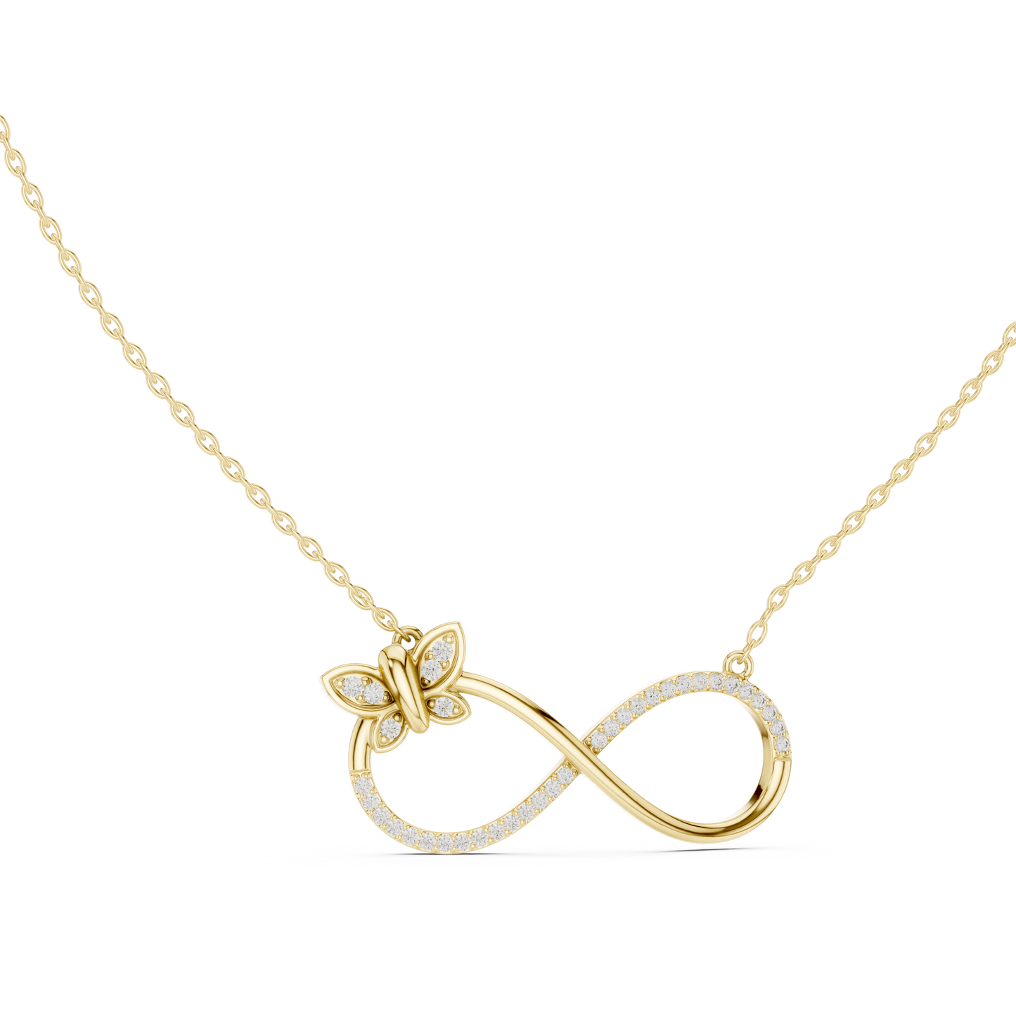 Infinity Butterfly Diamond Necklace | Gold Luxury Pendant | Romantic Gift For Her Women