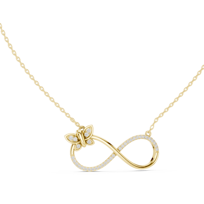 Infinity Butterfly Diamond Necklace | Gold Luxury Pendant | Romantic Gift For Her Women