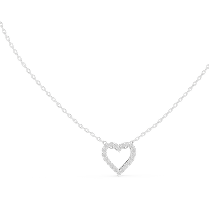Fine Diamond Necklace | Heart 925 Sterling Silver Design | Luxury Everyday Jewelry Gift For Her