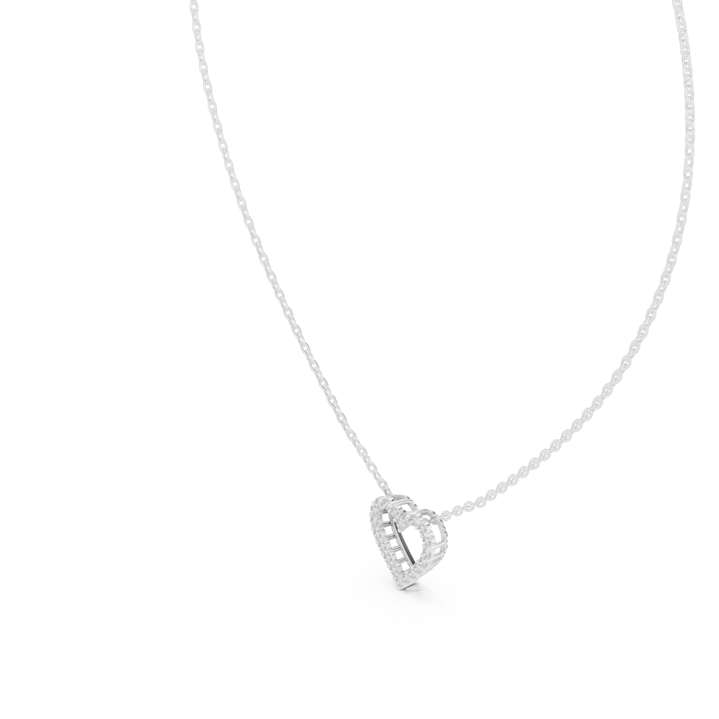 Fine Diamond Necklace | Heart 925 Sterling Silver Design | Luxury Everyday Jewelry Gift For Her
