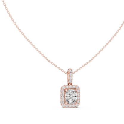 Cushion Diamond Pendant | Halo Necklace Gold | Signature Luxury Jewelry For Women