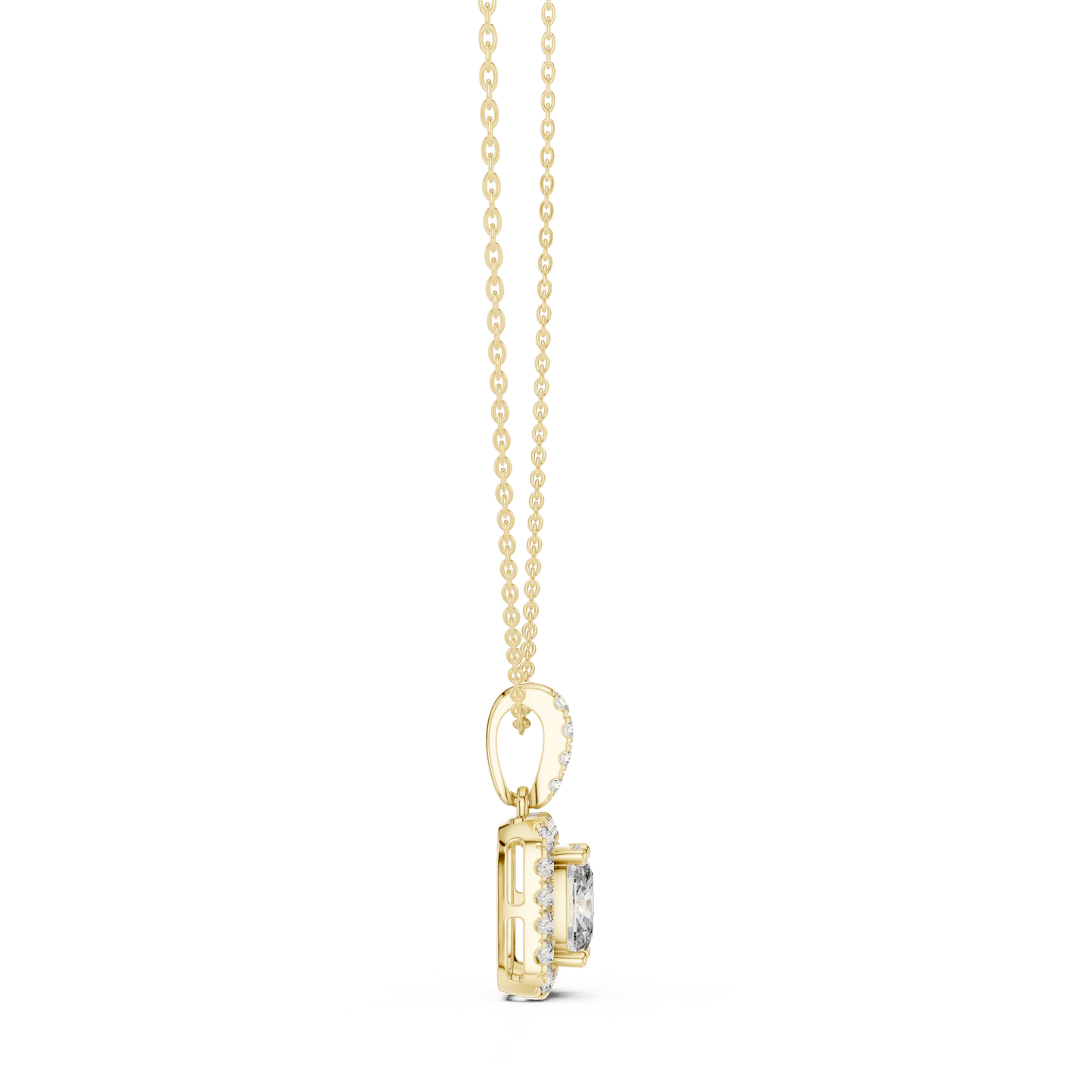 Cushion Diamond Pendant | Halo Necklace Gold | Signature Luxury Jewelry For Women