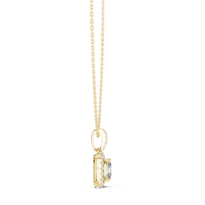 Cushion Diamond Pendant | Halo Necklace Gold | Signature Luxury Jewelry For Women
