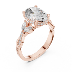 Gold Oval Diamond Ring Side Profile Detail


