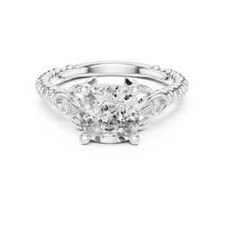 HB Prestige Jewels 14K Gold Cushion Cut Engagement Ring Tapered Shank Design Handmade Luxury Ring Side Angle
