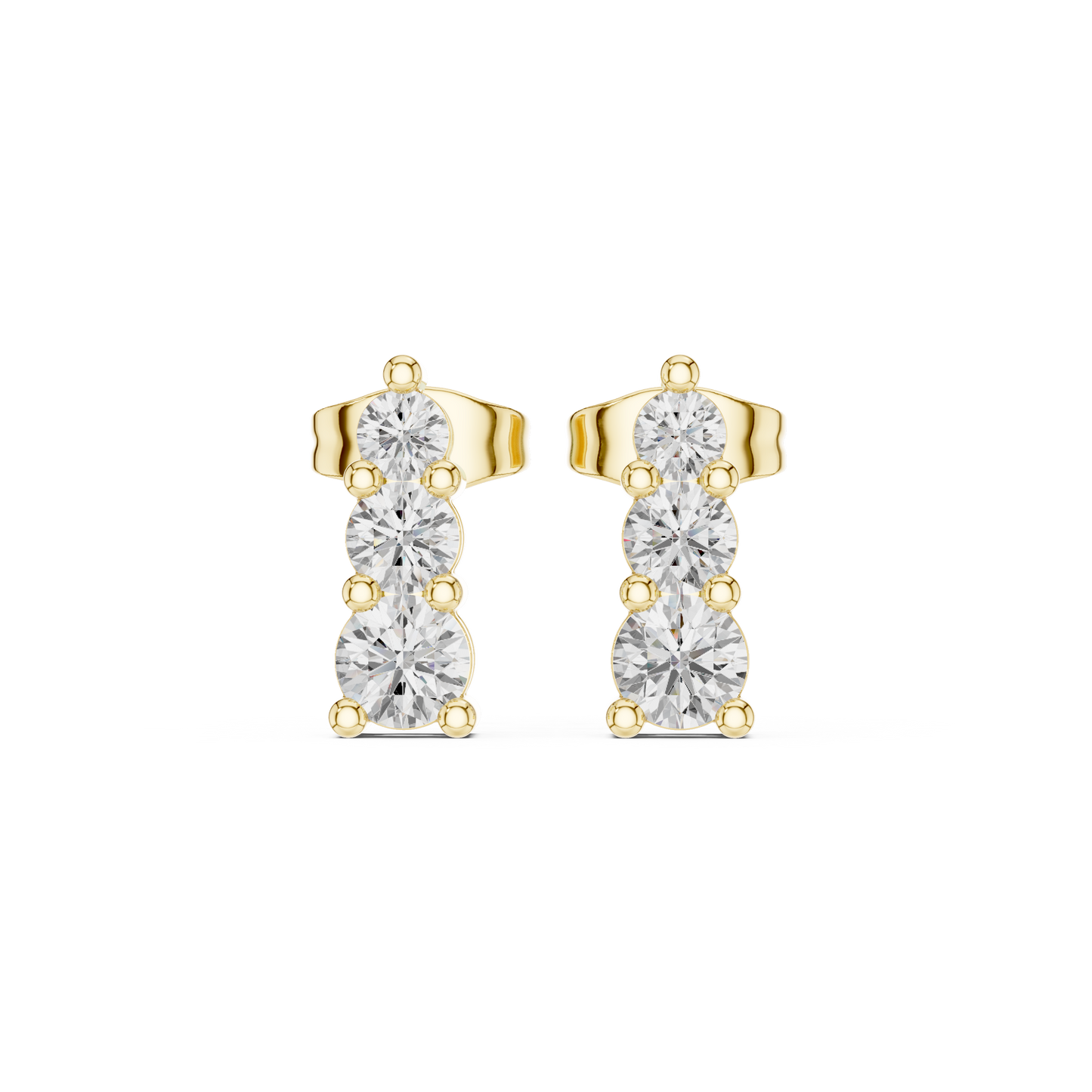 HB Prestige Jewels 14K Gold Round Diamond Stud Earrings Ethical Luxury Gift For Women