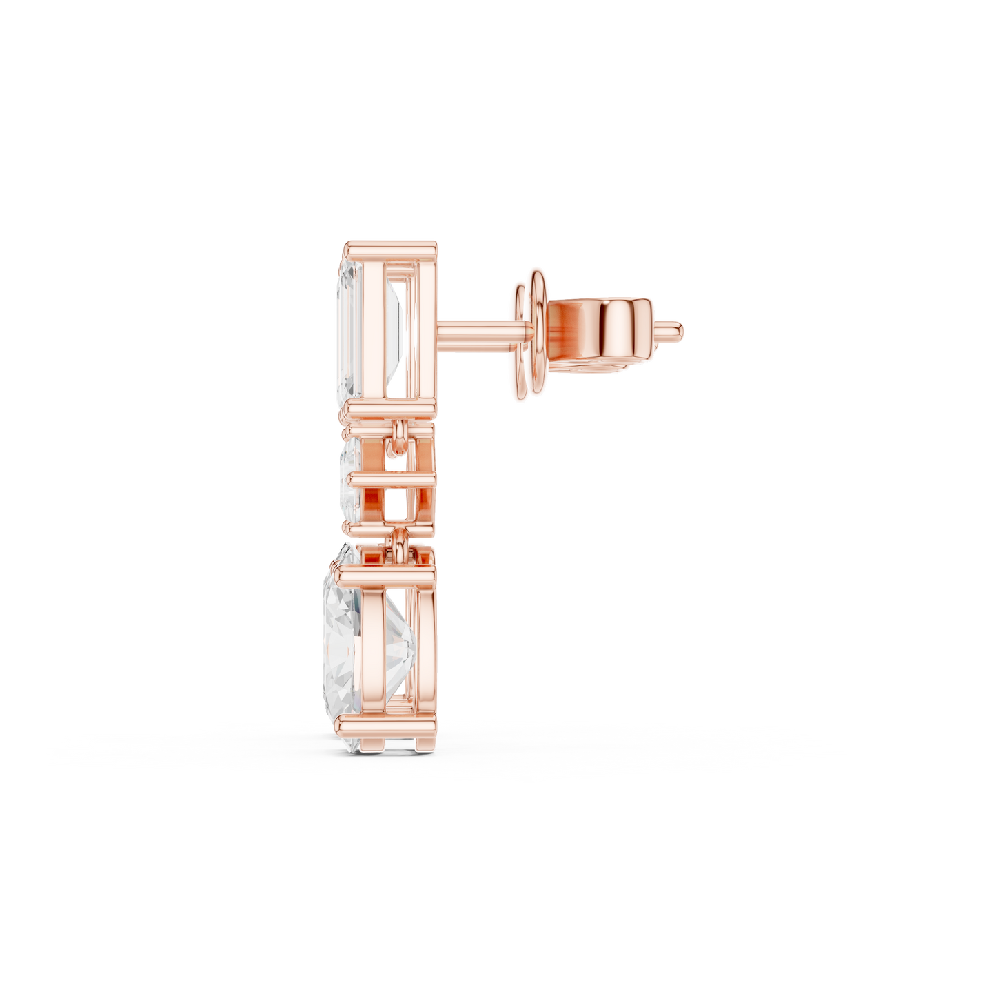 Moissanite Diamond  Drop Earrings | Emerald Cut & Oval Cut Luxury Earrings | Emerald Cut Diamond Earrings | Anniversary Gift Silver Rose Plated Jewelry