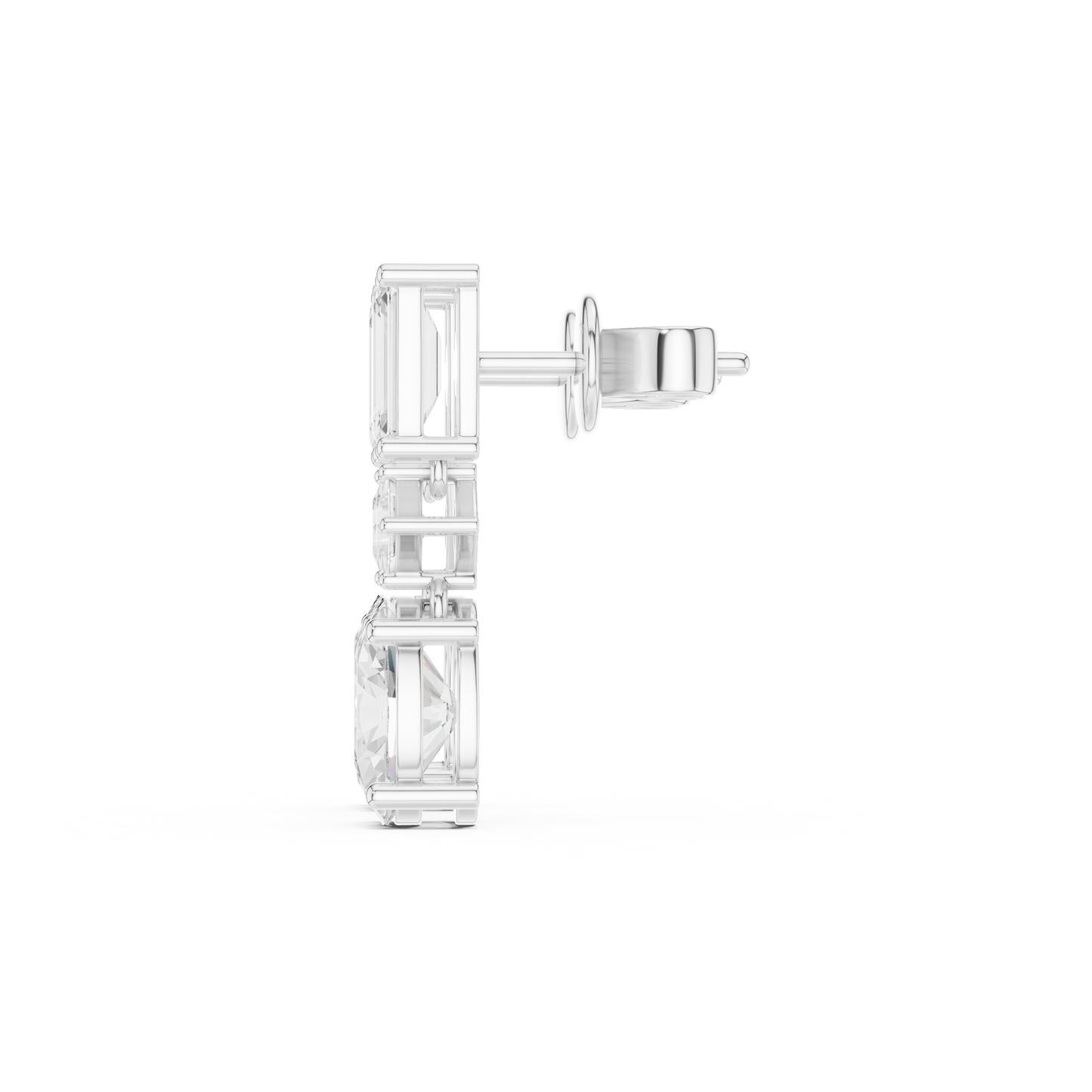 Moissanite Diamond  Drop Earrings | Emerald Cut & Oval Cut Luxury Earrings | Emerald Cut Diamond Earrings | Anniversary Gift Silver Rose Plated Jewelry