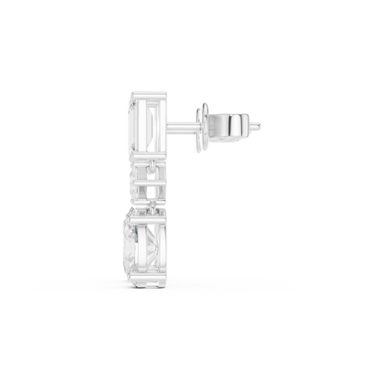 Moissanite Diamond  Drop Earrings | Emerald Cut & Oval Cut Luxury Earrings | Emerald Cut Diamond Earrings | Anniversary Gift Silver Rose Plated Jewelry