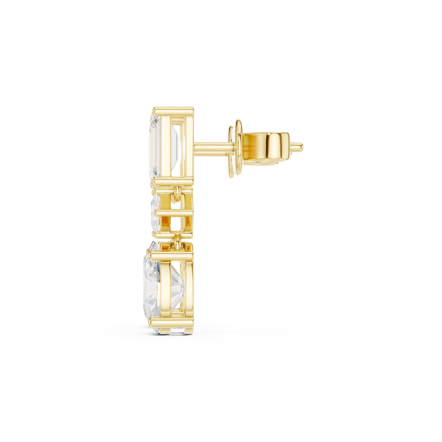 Moissanite Diamond  Drop Earrings | Emerald Cut & Oval Cut Luxury Earrings | Emerald Cut Diamond Earrings | Anniversary Gift Silver Rose Plated Jewelry